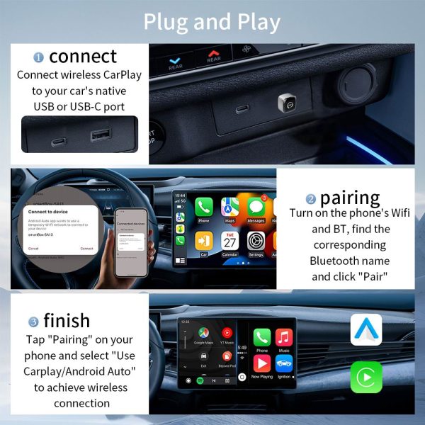 M5 2in1 Wire CarPlay/Android auto To wireless CarPlay/Android auto - Image 4