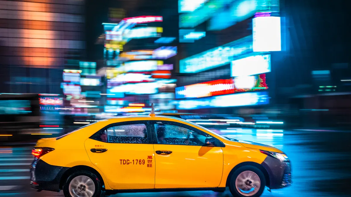 Taxi location-based ad display