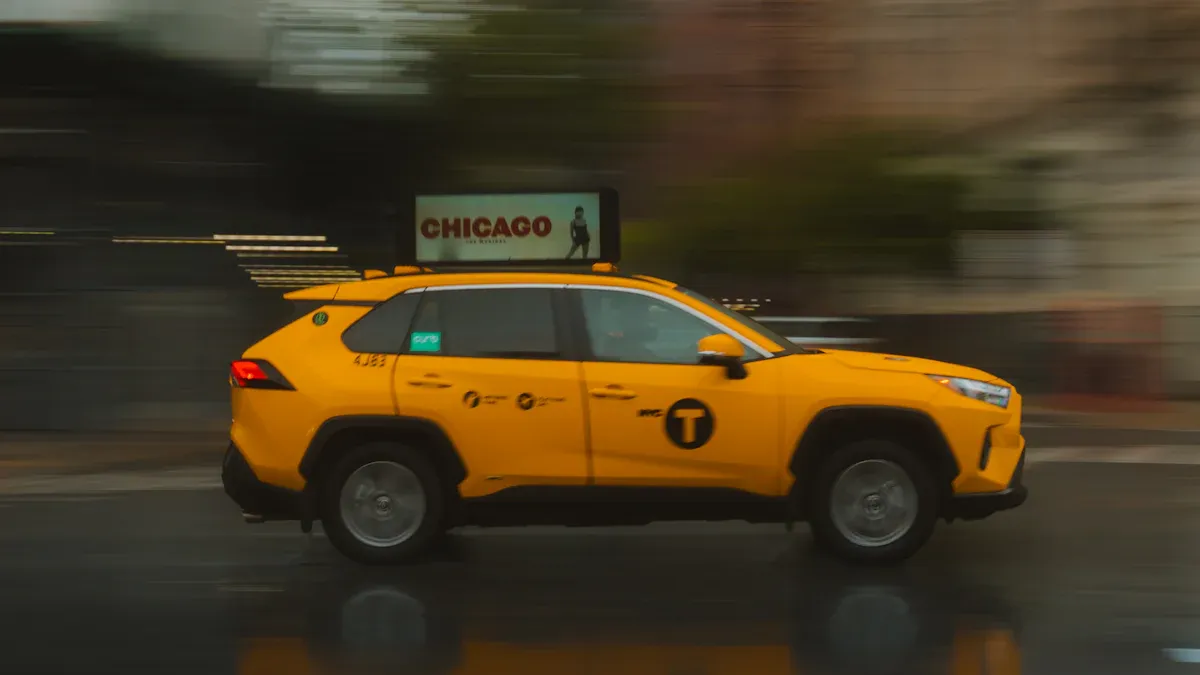 Rear-mounted advertising screens for ride-hailing vehicles