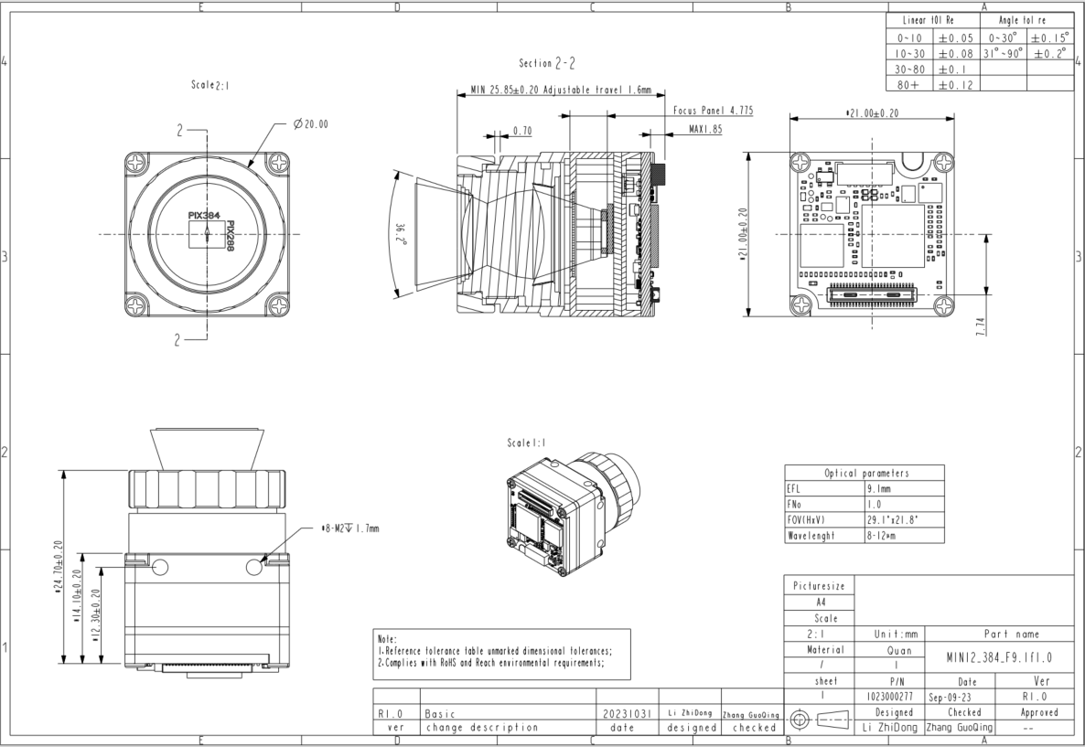 Figure 5 2 V N2 384 9.1 mm Lens Module Structure Drawing