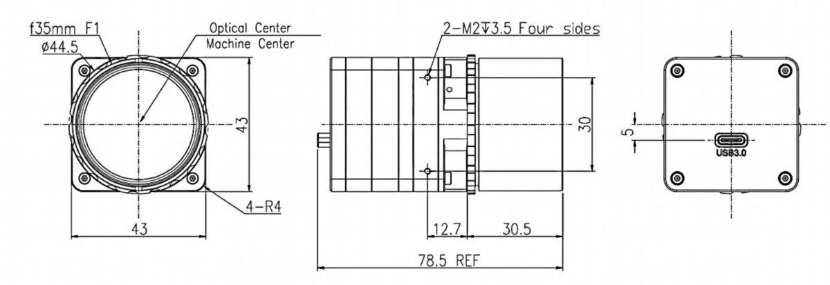 5.3.UVL12 0035A UV USB interface board 35mmF1.0 fixed athermalized lens